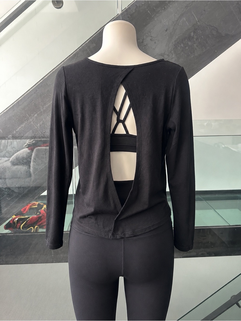 Yogalicious Black‎ Long-Sleeve Open-Back Active Top